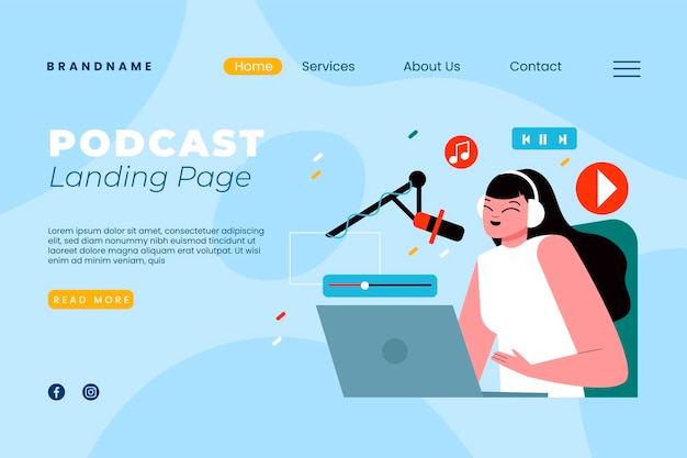 Illustrated podcast landing page template