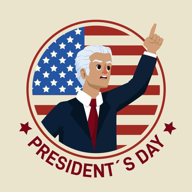 illustrated president's day promo with man