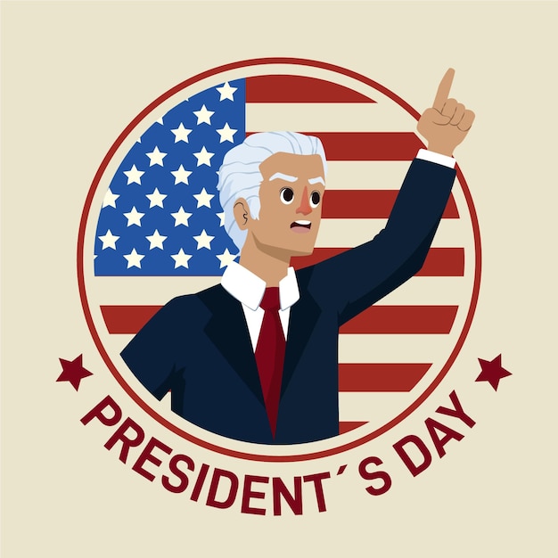 Illustrated president's day promo with man