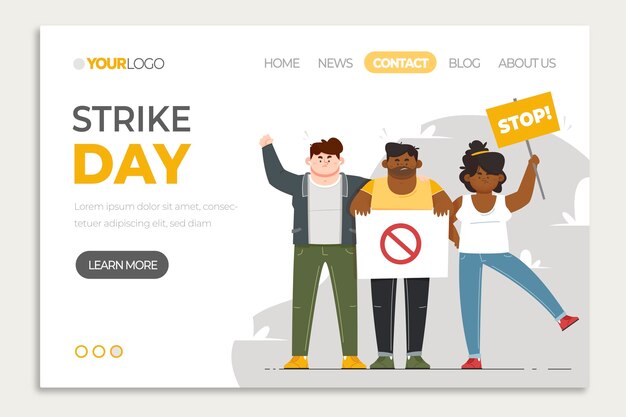 Illustrated protest strike landing page