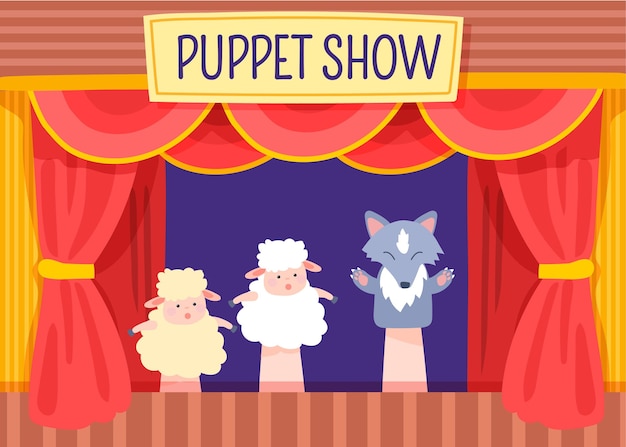 Illustrated puppet show for children background