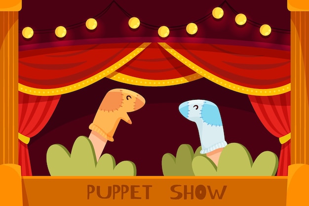 Illustrated puppet show for children background