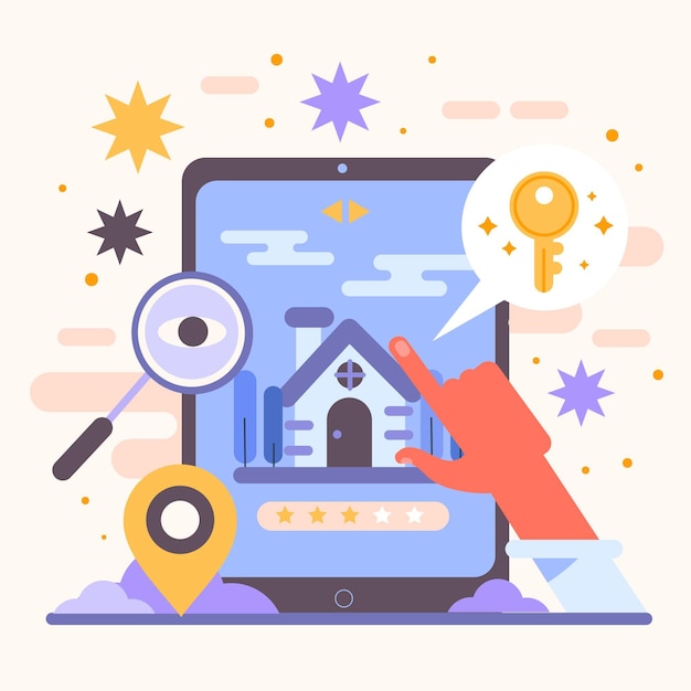 Illustrated real estate searching concept