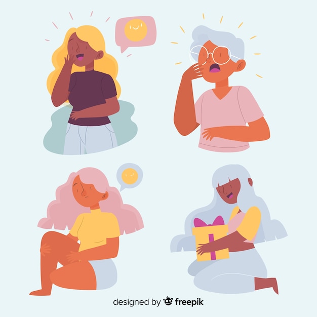 Illustrated set of people emotions