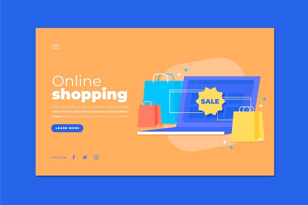 Vettore gratuito pagina di destinazione dello shopping online illustrata