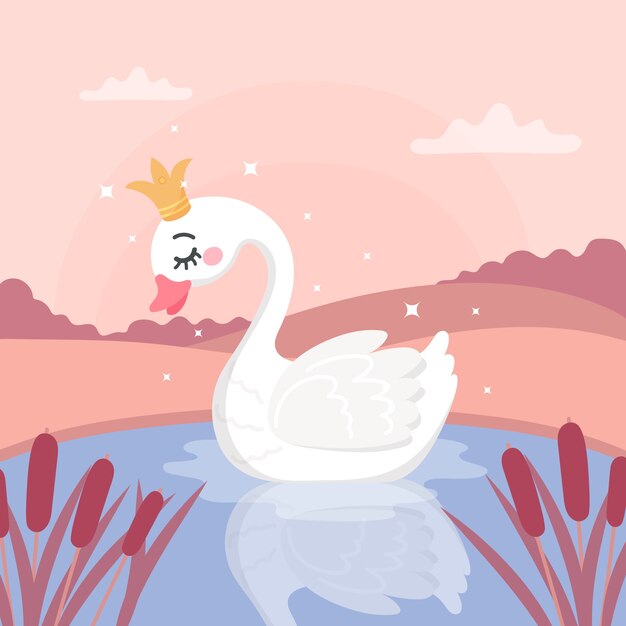 illustrated swan princess concept