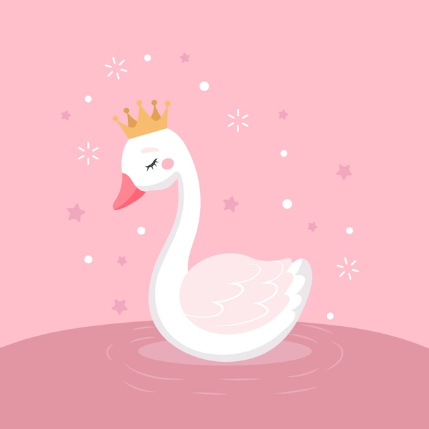 Иллюстрированный дизайн принцессы лебедя