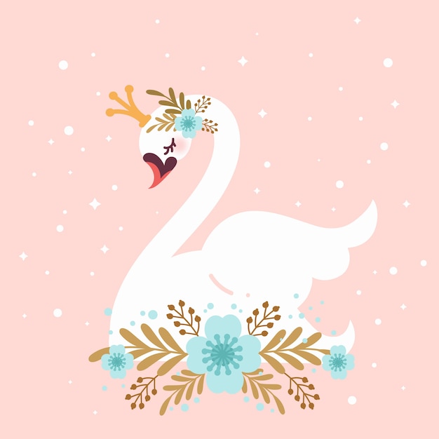 Free vector illustrated swan princess