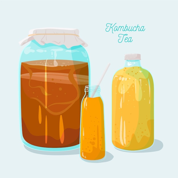 그림 달콤한 kombucha 차