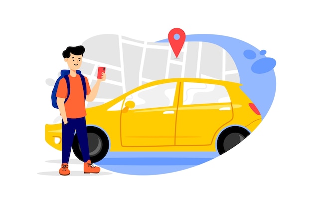 Vettore gratuito concetto di app taxi illustrato