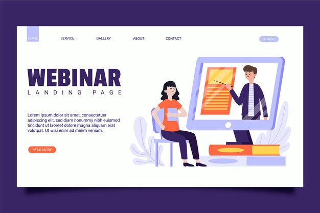 Illustrated webinar landing page template