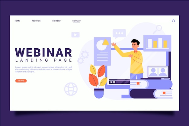 Free vector illustrated webinar landing page