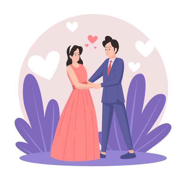 Illustrated wedding couple