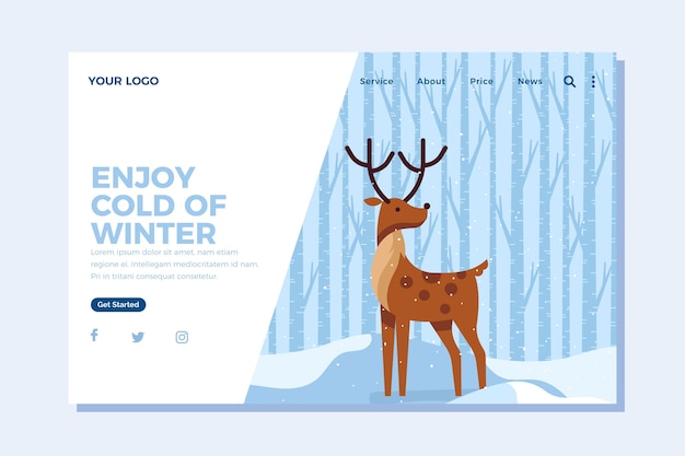 Free vector illustrated winter landing page template