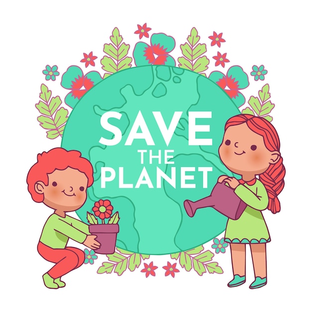 Illustrated with save the planet