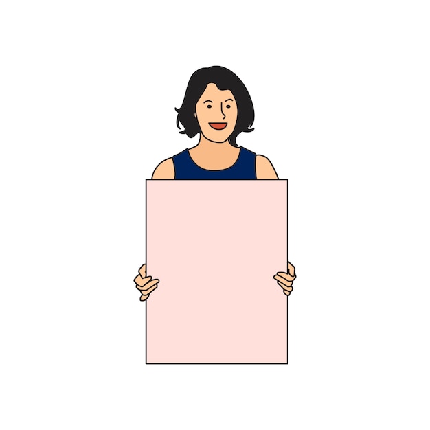 Free vector illustrated woman holding blank paper