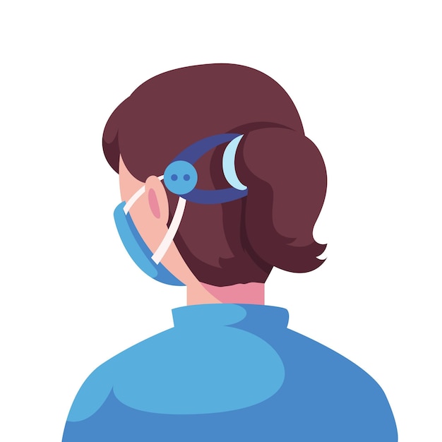 Illustrated woman wearing an adjustable face mask strap