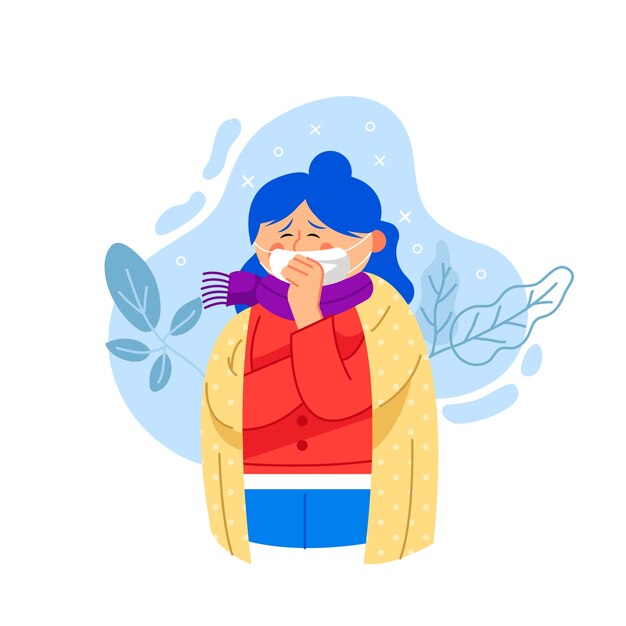 Illustrated woman with a cold
