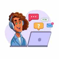 Free vector illustrated woman working in customer support