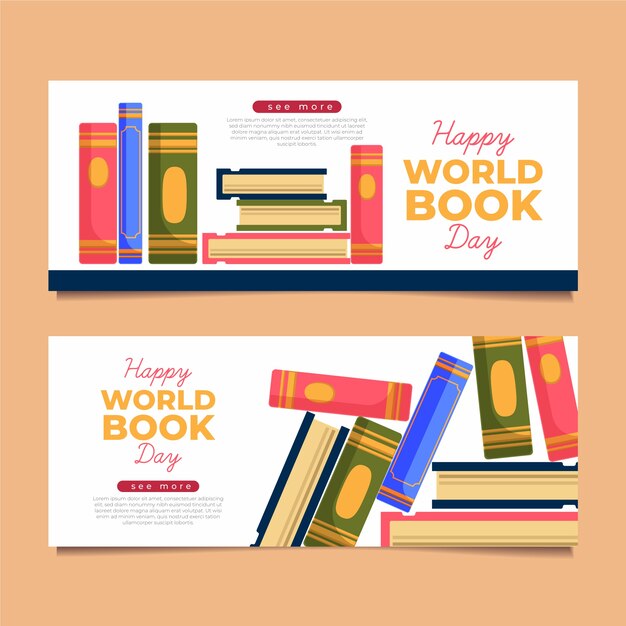 Illustrated world book day banners