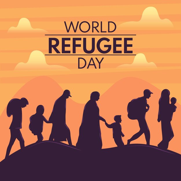 Illustrated world refugee day drawing theme