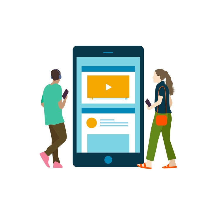 मुफ़्त वेक्टर illustratedp people listening to music online