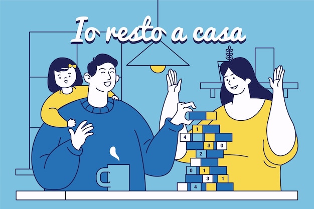 Illustratio con il concetto di rimanere a casa