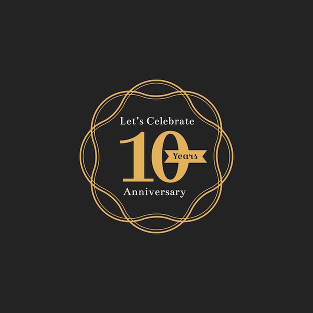 Free vector illustration of 10th anniversary stamp banner