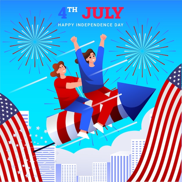 Free vector illustration for american 4th of july celebration