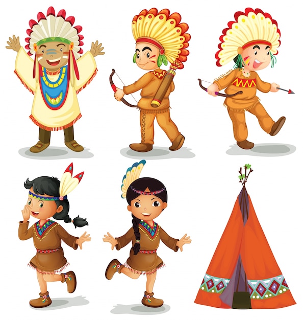 Free Vector illustration of american red indians