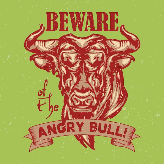 Free vector illustration of angry bull