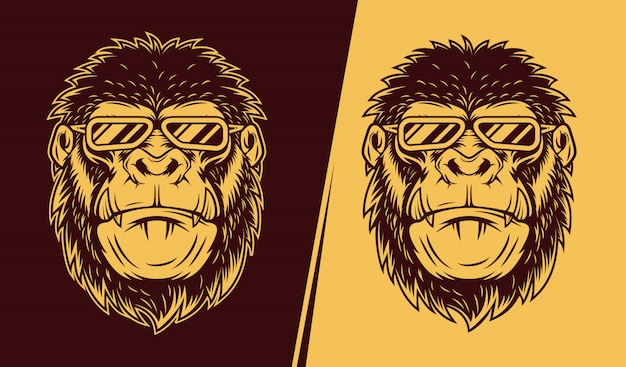 Illustration of angry gorilla wearing glasses Premium Vector