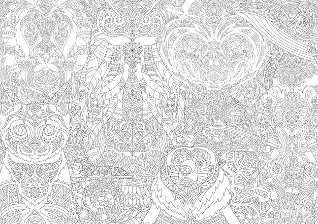 Illustration of animal adult coloring page