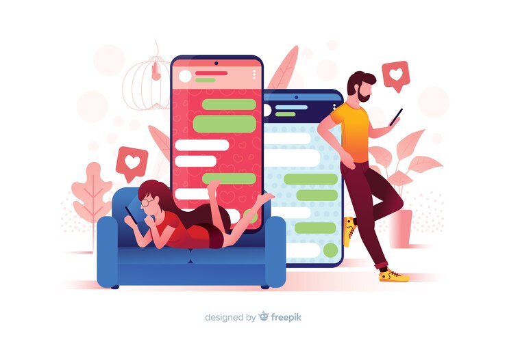 Free Vector illustration of app made for dating 