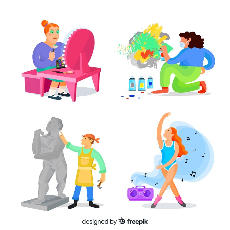 Free Vector illustration of artists at work