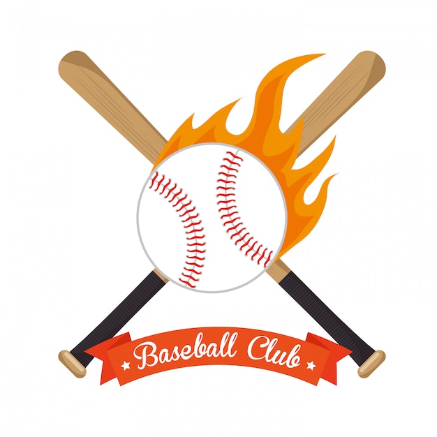 Free vector illustration baseball crossed bats and ball stars