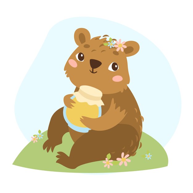 illustration bear and honey