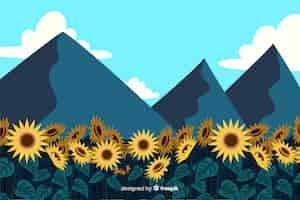 Free vector illustration of beautiful natural landscape with mountains