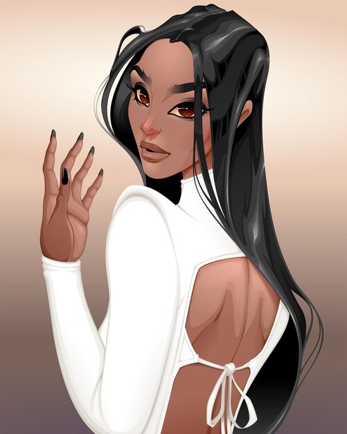 Illustration of beautiful woman dressed in white color