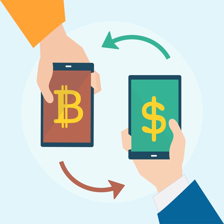 Бесплатный Вектор иллюстрация концепции биткойнов