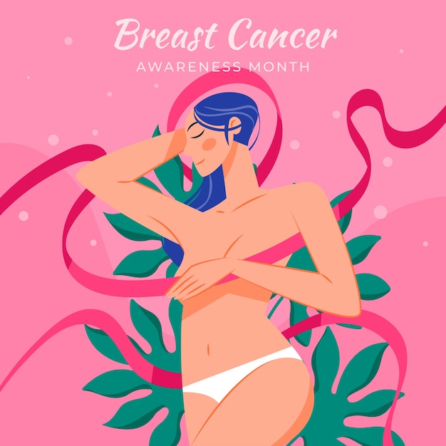 Free vector illustration for breast cancer awareness month