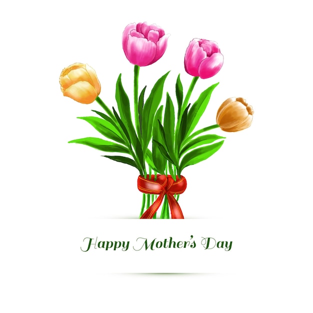 Illustration of bunch of tulip floral card wishing happy mother's day background