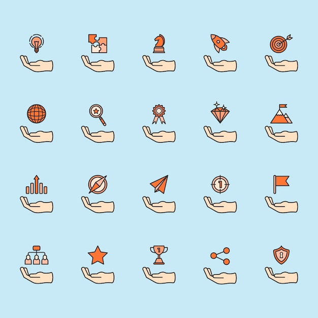 Free vector illustration of business achievement icon set