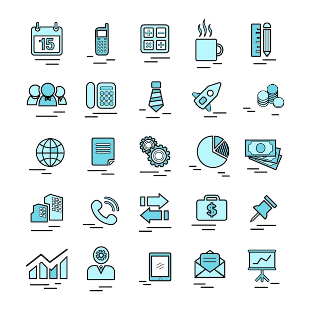 Illustration of business icons set