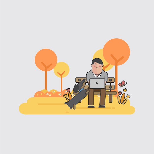 Free vector illustration of businessman and a dog