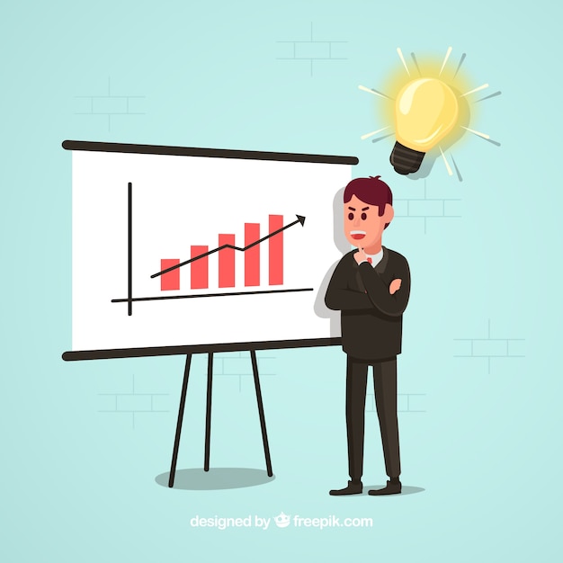 Free vector illustration of businessman with a statistic chart