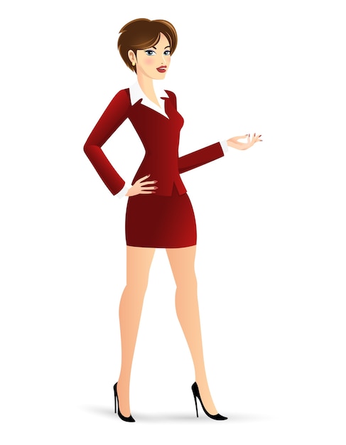 立っている、プロの服を着てビジネス女性のイラスト漫画クリップアートベクトル