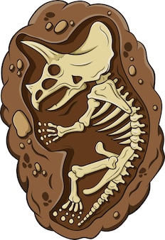 Illustration of cartoon triceratops fossil