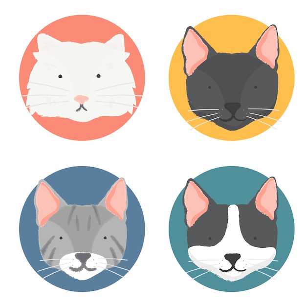 Free vector illustration of cats collection