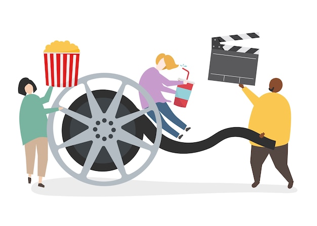 Free vector illustration of character with movie reel